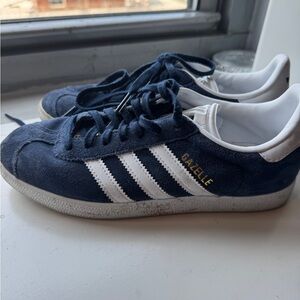 Adidas Gazelle Dark Blue and White Shoes
